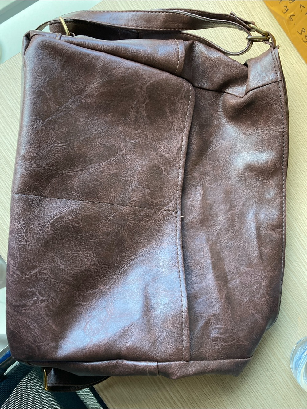 Classic Brown Leather-Style Shoulder Bag - Women